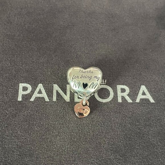 Pandora Thanks for Being My Mom Love You Mom Heart Charm - Picture 1 of 4